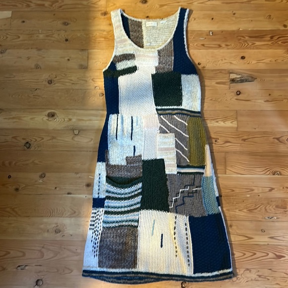 Anthropologie Dresses & Skirts - Sleeping on snow Anthropologie beige cream blue sleeveless long sweater dress